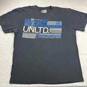 Ecko UNLTD T-shirt Defined by Design men’s size large Black Blue Graphic